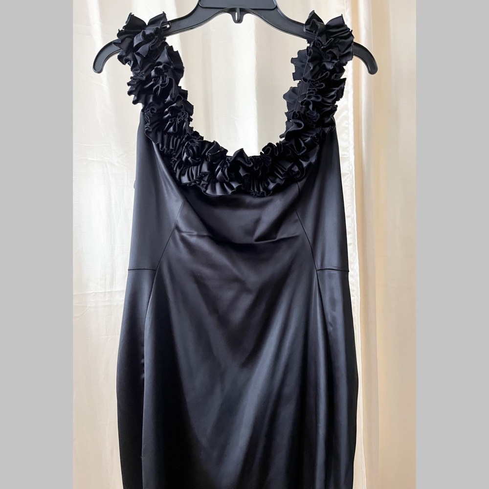 White House Black Market Women's Black Ruffle Cocktail Dress